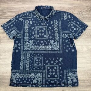 Polo Ralph Lauren Bandana Paisley Polo Shirt Mens Navy Blue Y2K All Over Print